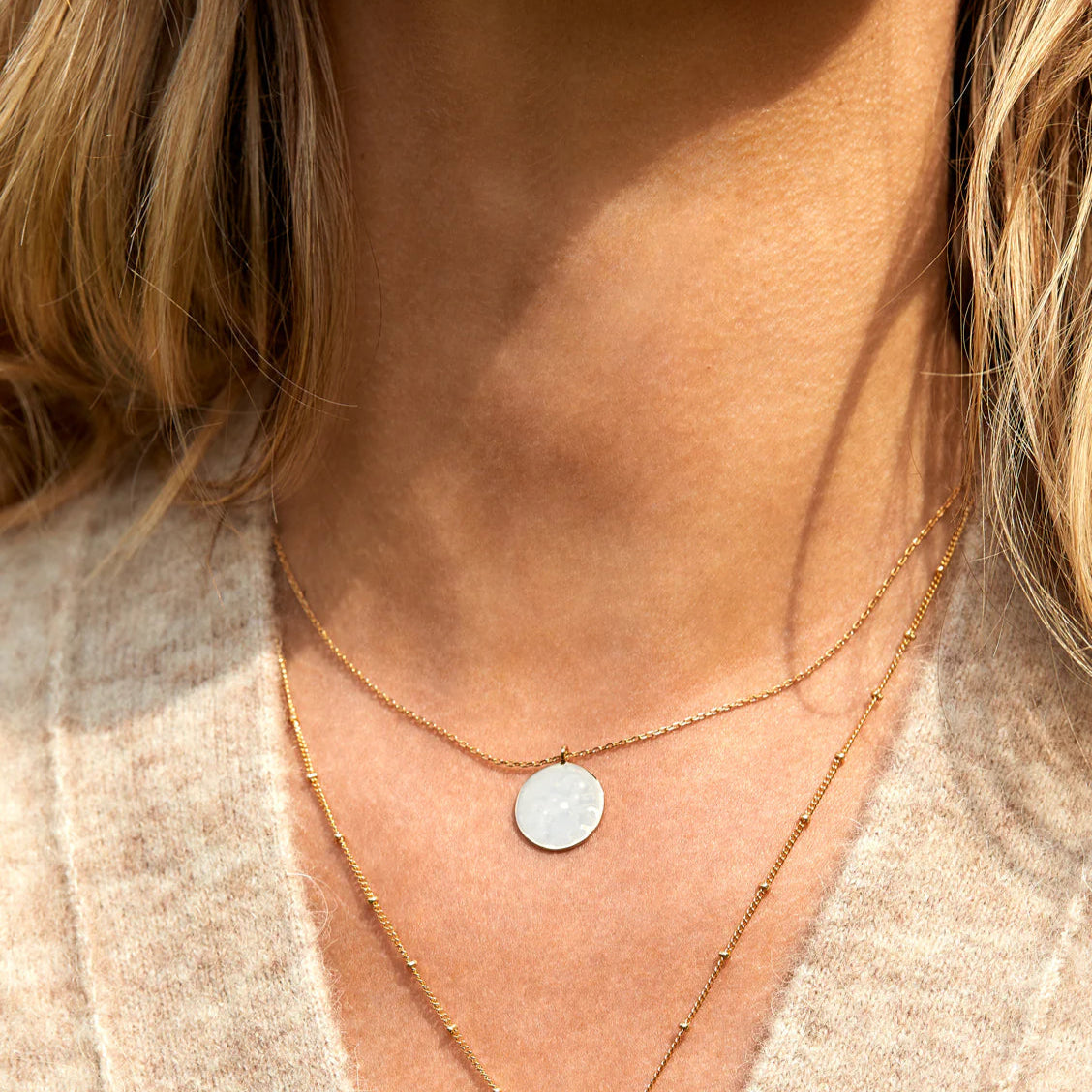 Hammered Disc Pendant Necklace