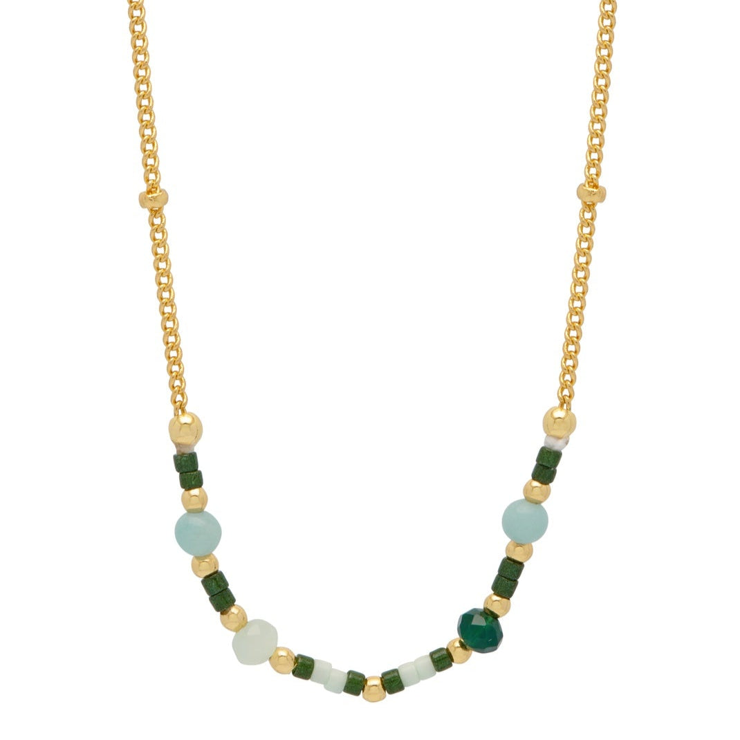 Mini Green 'Calm' Beaded Chain Necklace