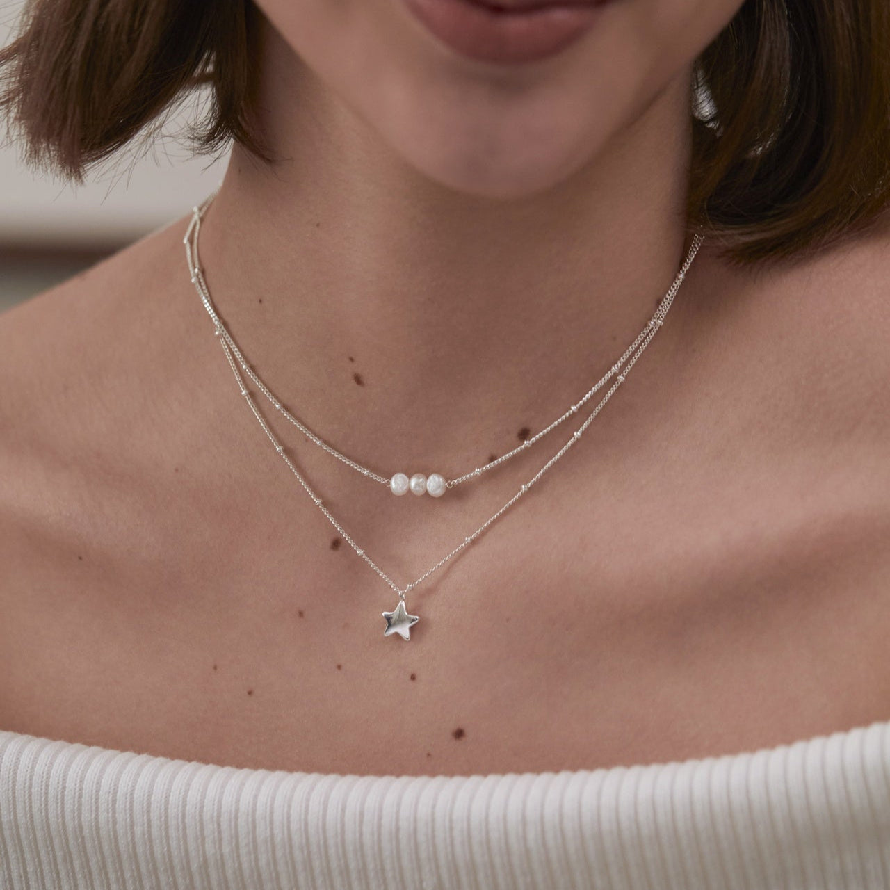 Beaded Chain And Pearl 'With Love' Necklace