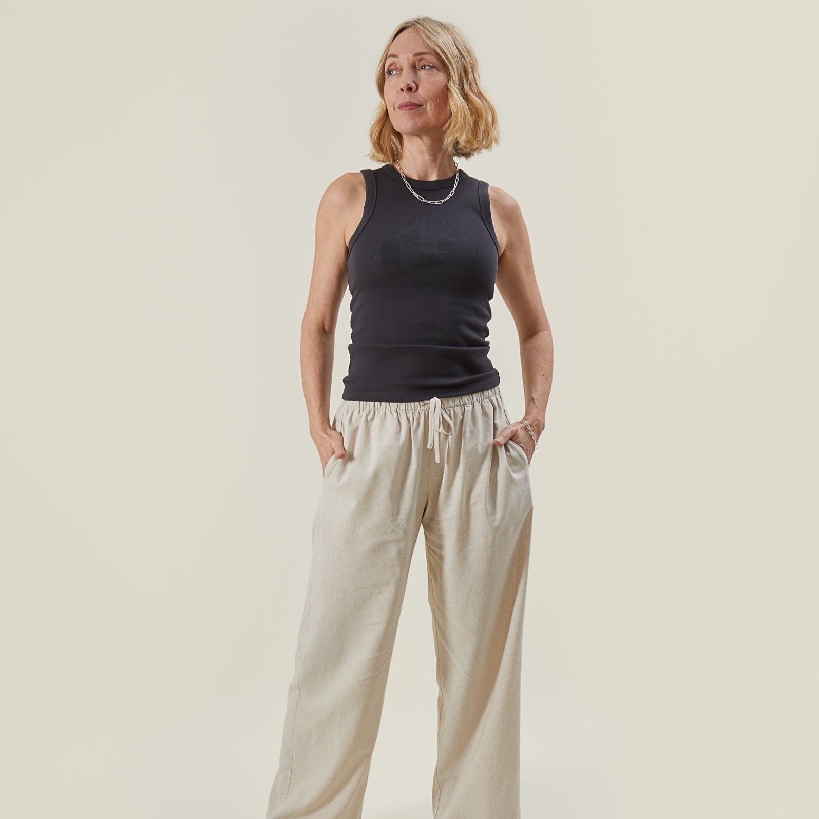 Chalk Ellen Ribbed Vest Top