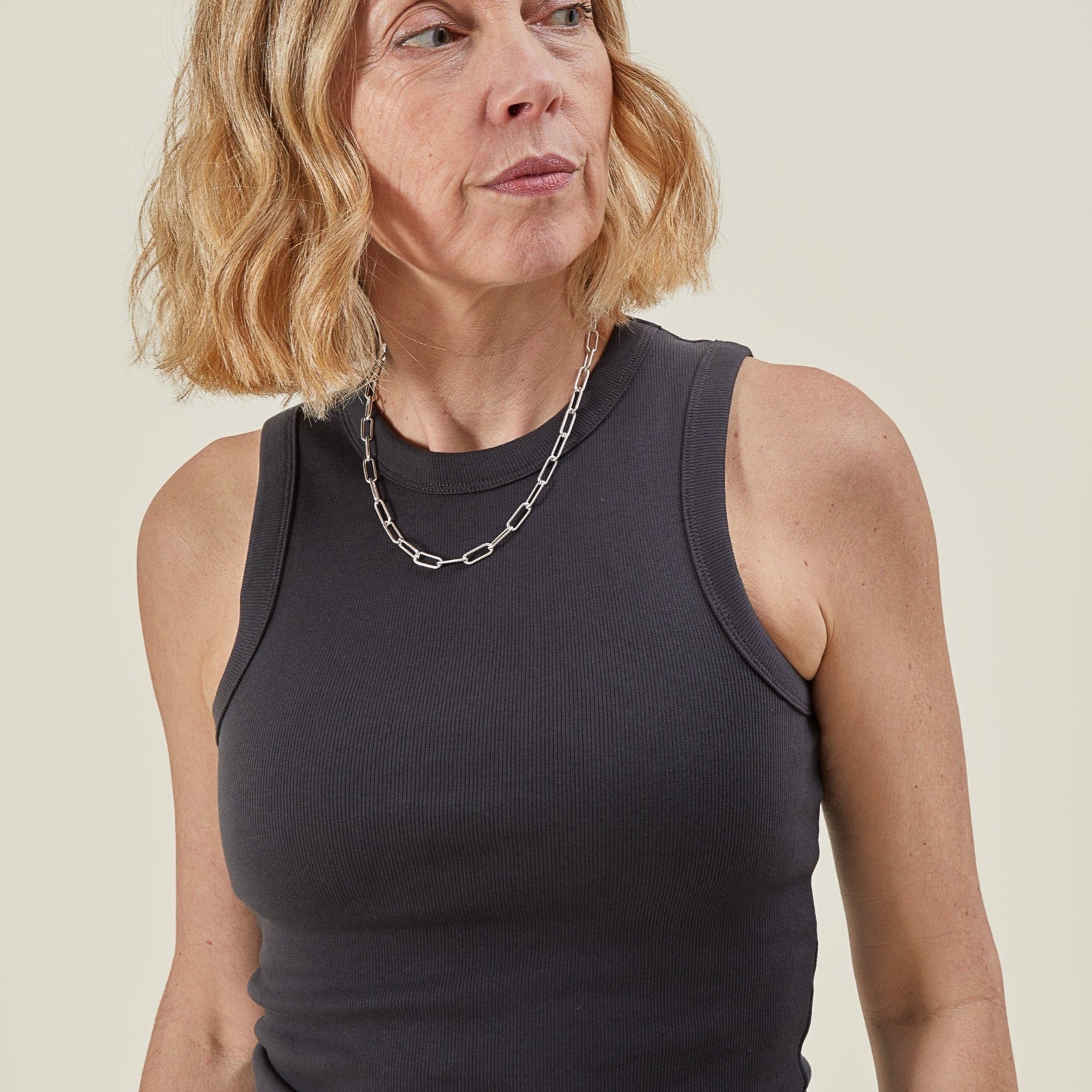 Chalk Ellen Ribbed Vest Top