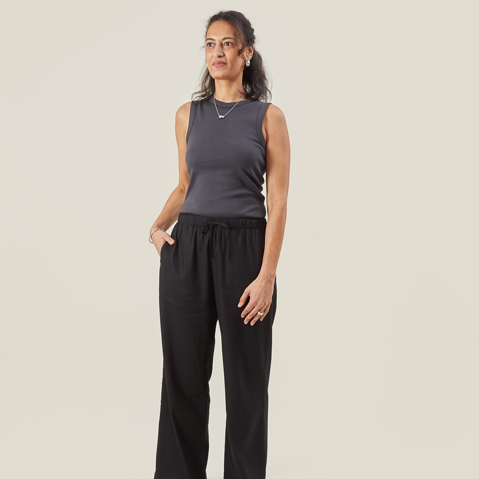 Chalk Ellen Ribbed Vest Top