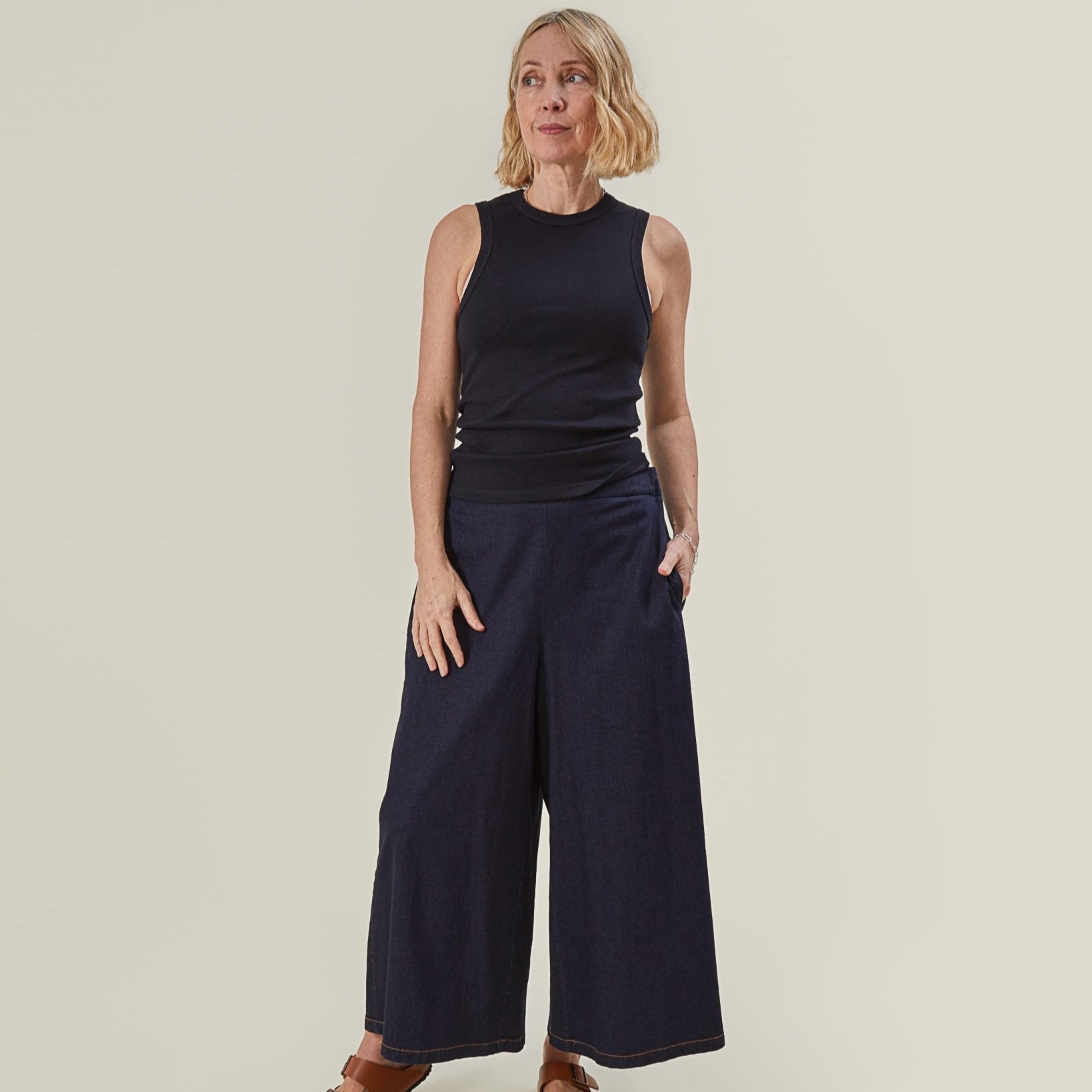 Chalk Ellen Ribbed Vest Top
