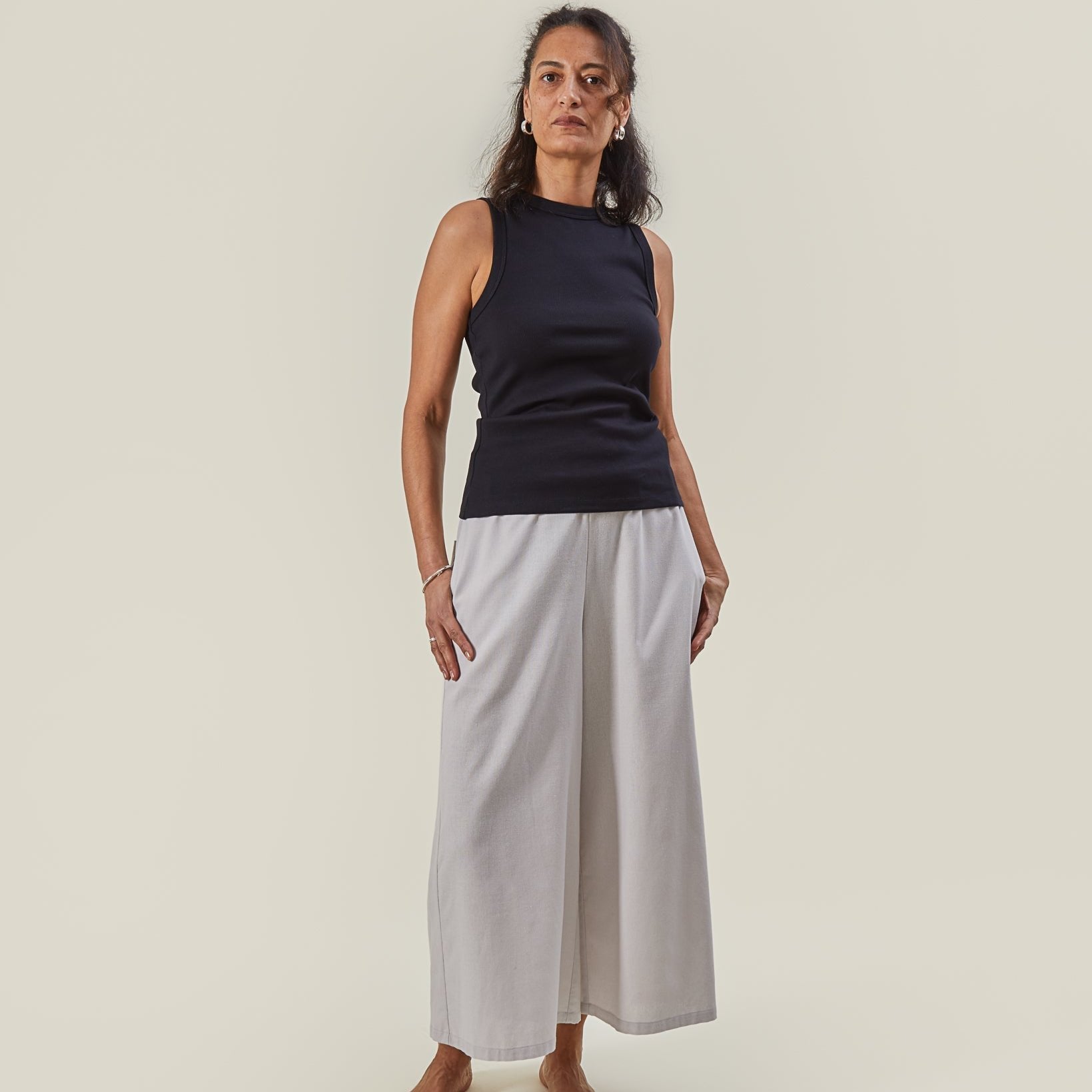 Chalk Ellen Ribbed Vest Top