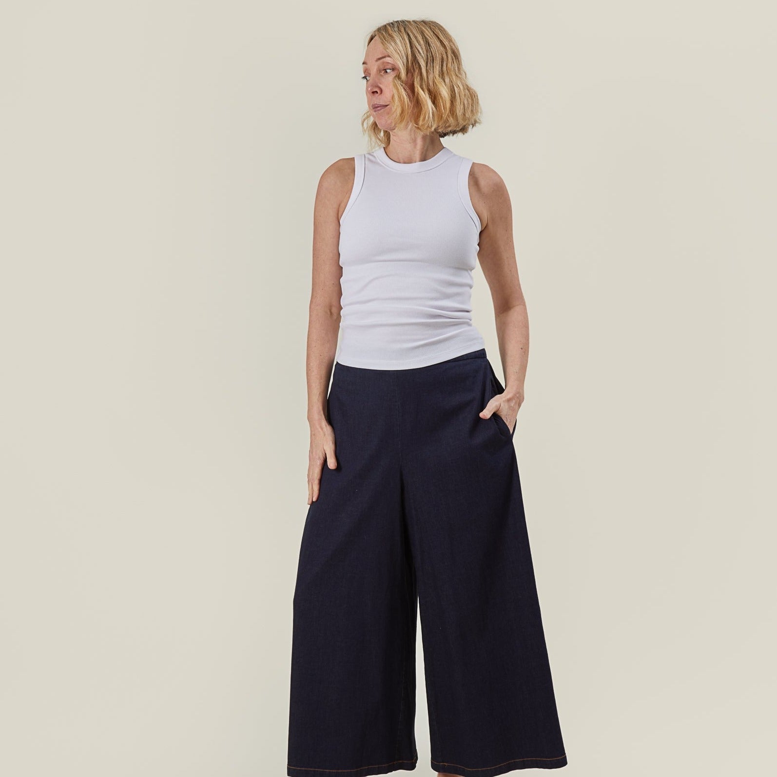 Chalk Ellen Ribbed Vest Top