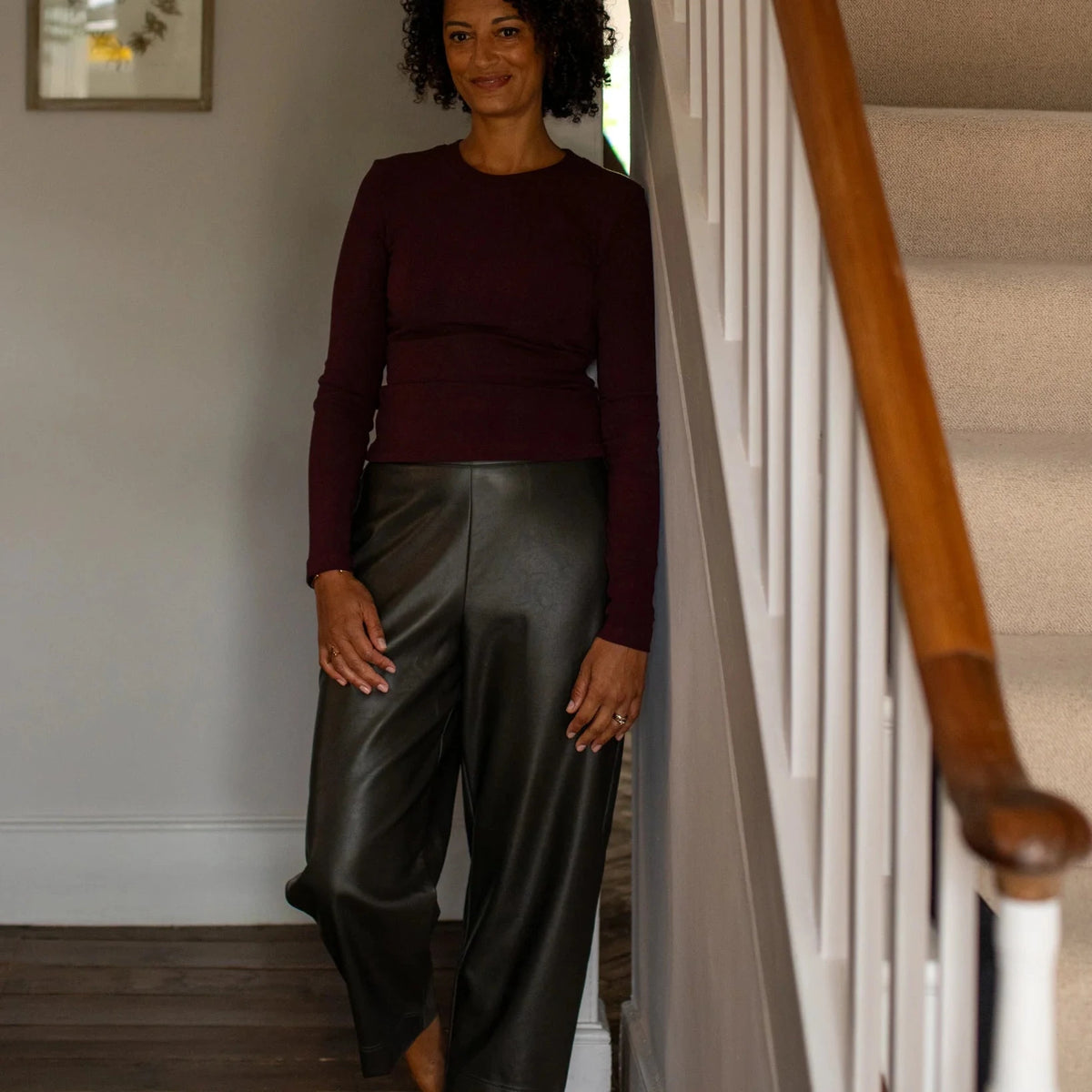 Chalk Kelly Faux Leather Trouser