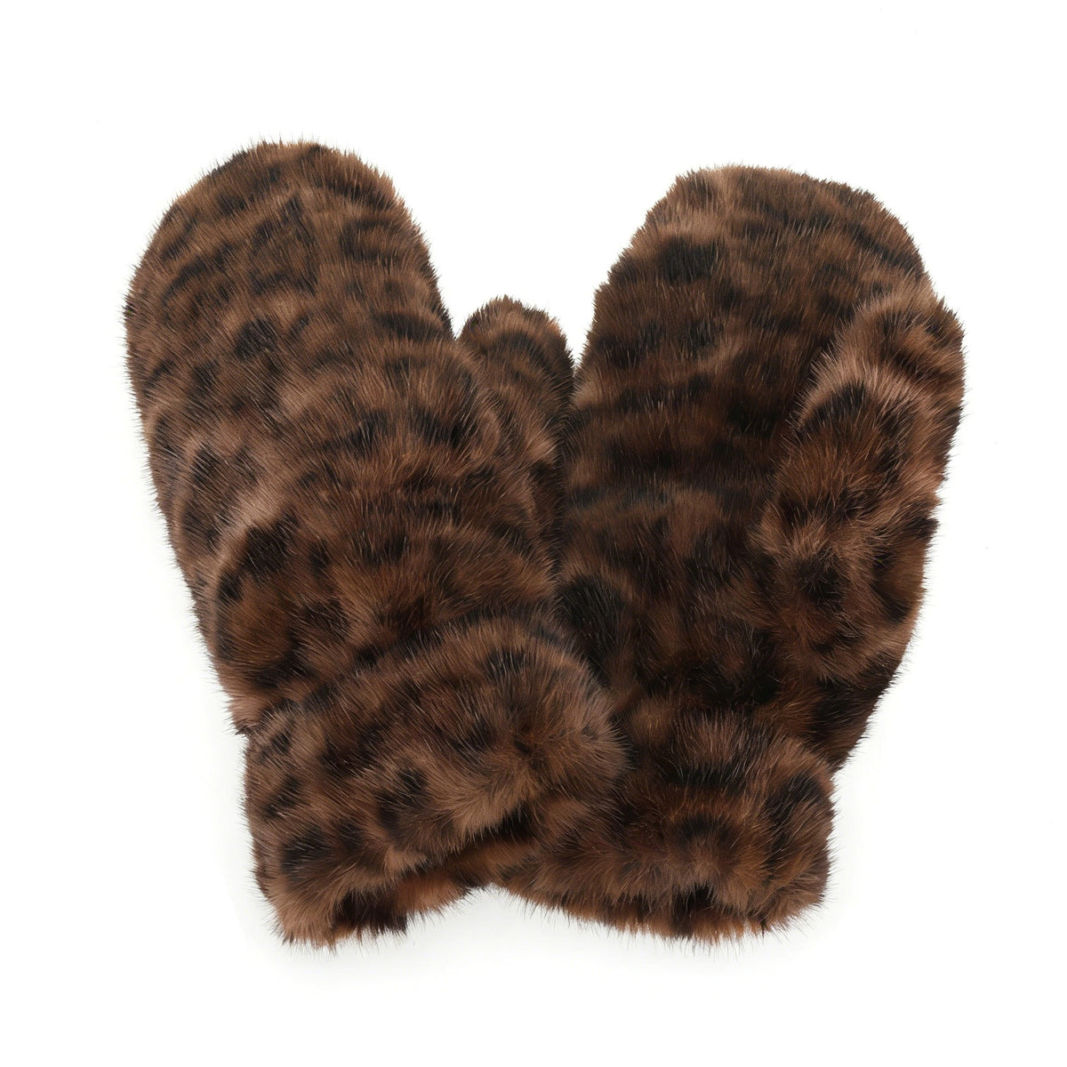 Leopard Print Faux Fur Mitten Gloves