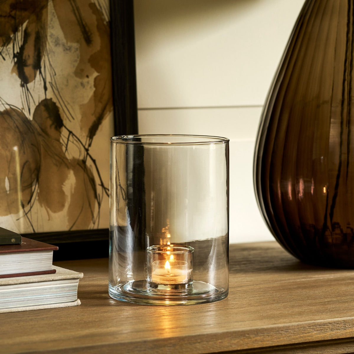 Highbury Recycled Clear Glass Tealight Holders, Set of 2 (Large)