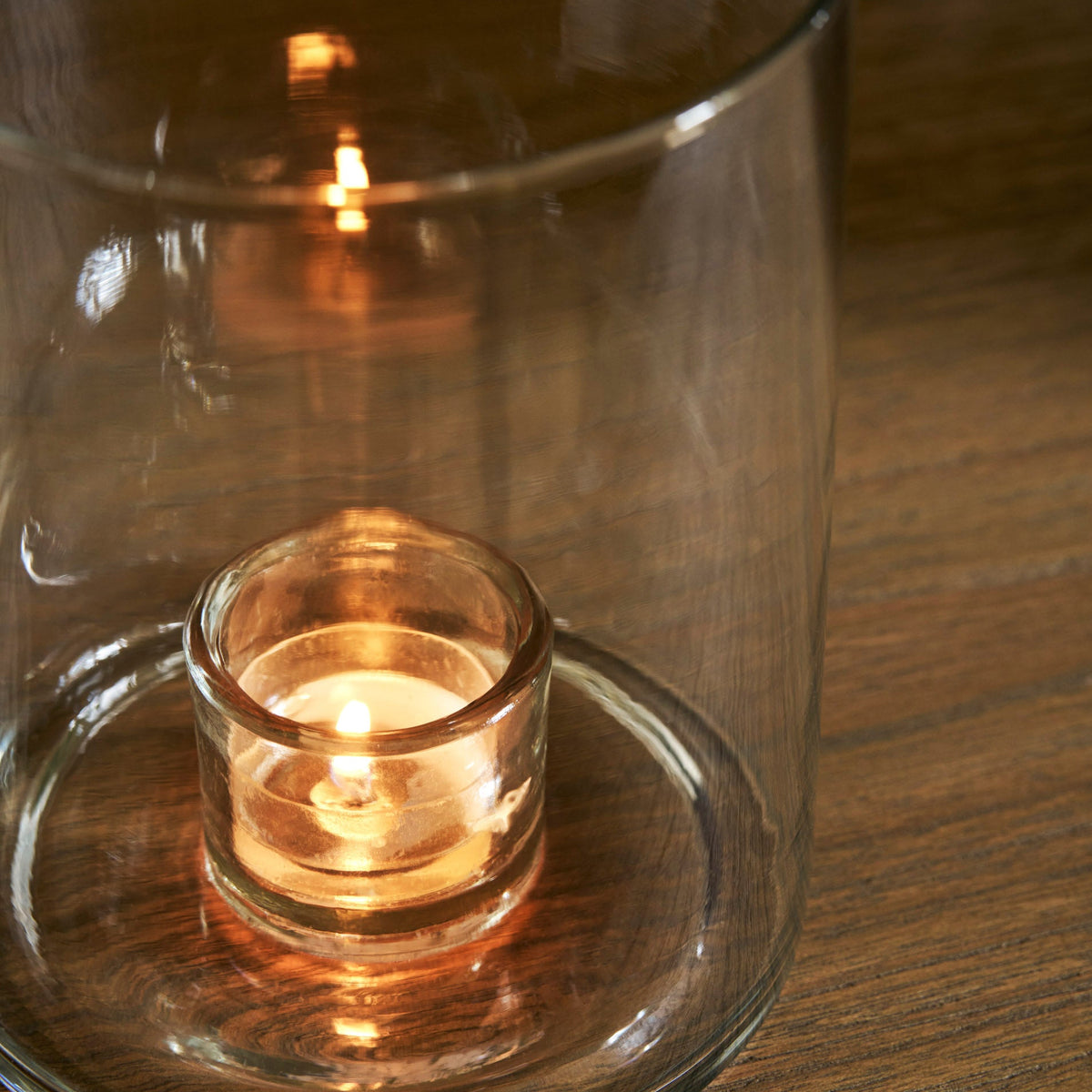 Highbury Recycled Clear Glass Tealight Holders, Set of 2 (Large)