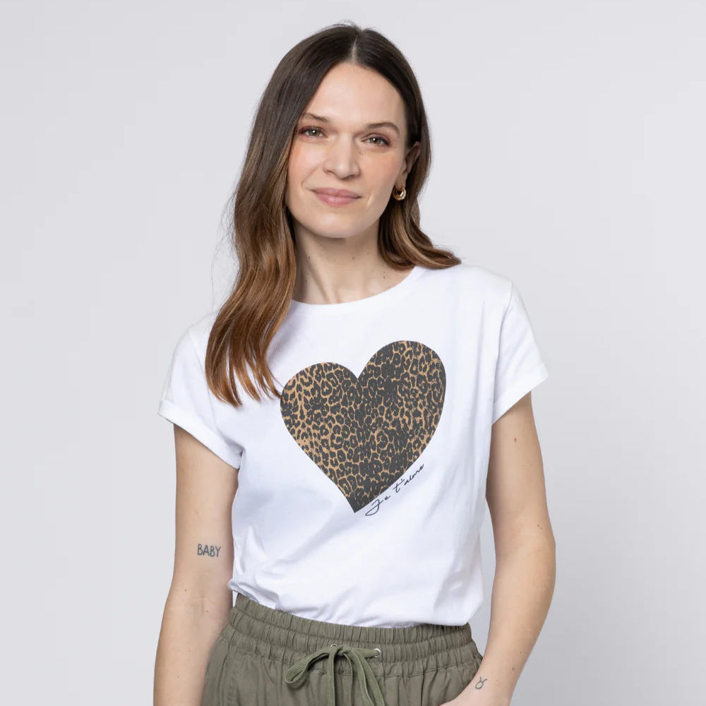 Eleven Loves - Leopard Heart Neat Fit T-Shirt