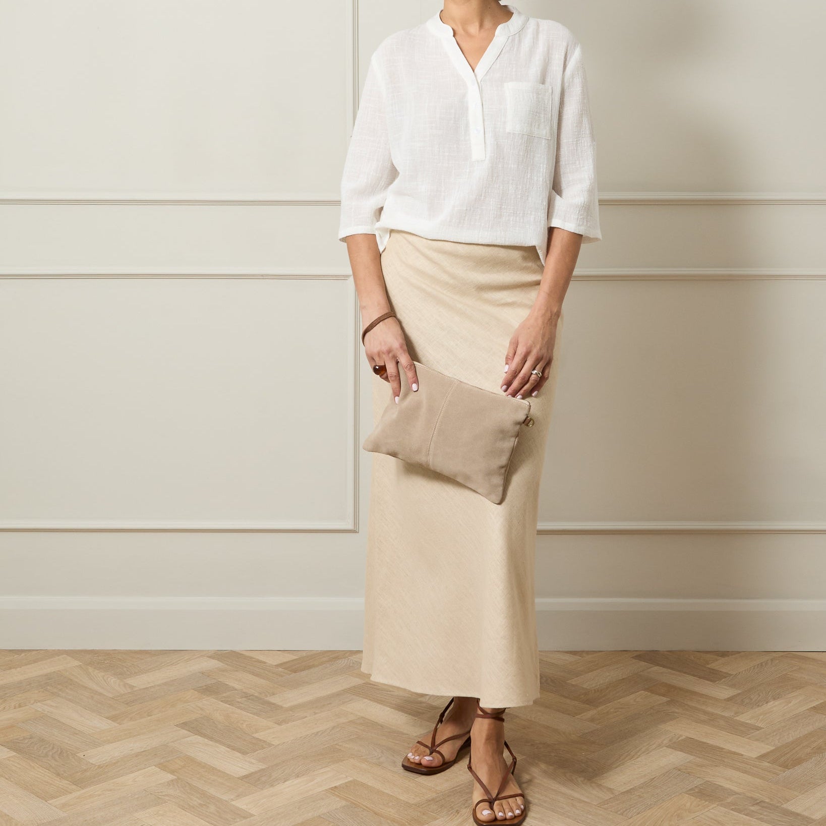 Chalk Stone Linen Mix Skirt
