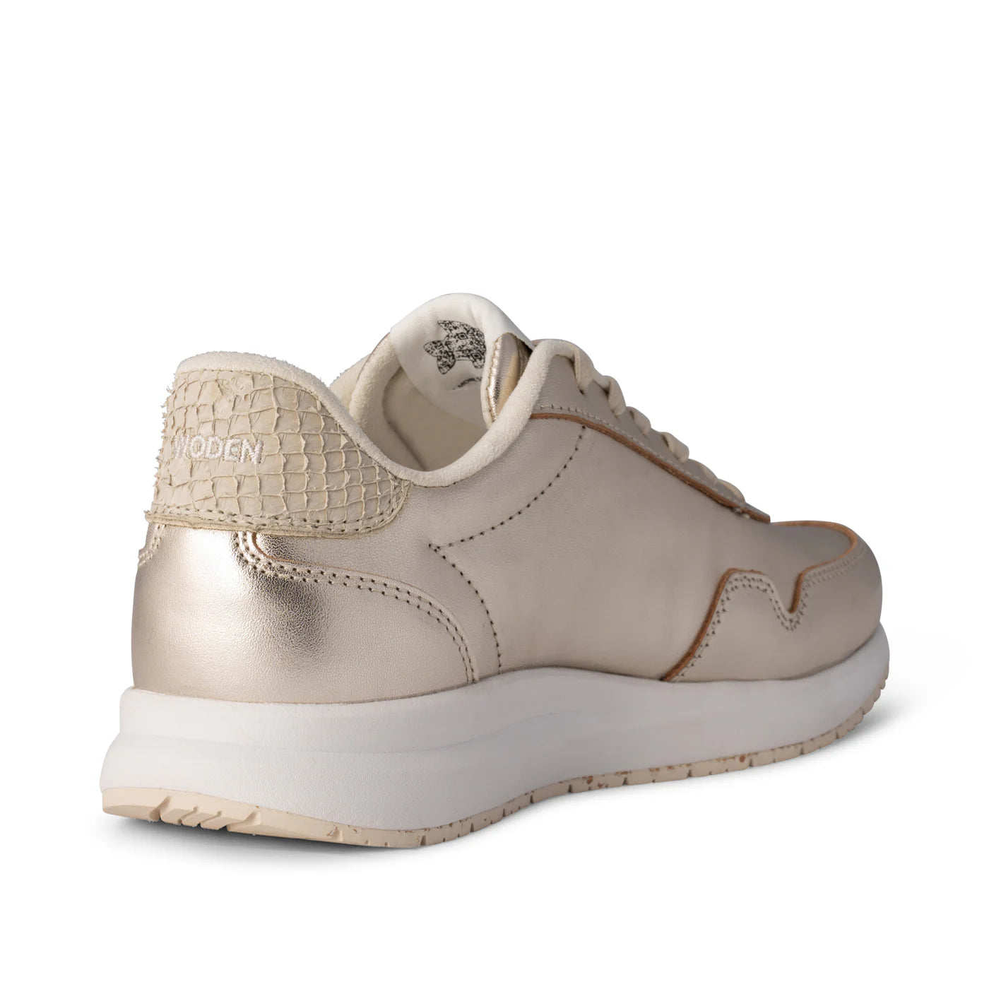 Woden Nora Natural Soft Metallic Trainer Shoe