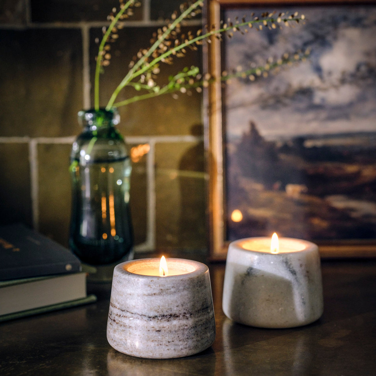 Osney Marble Tealight Holders, Set of 2