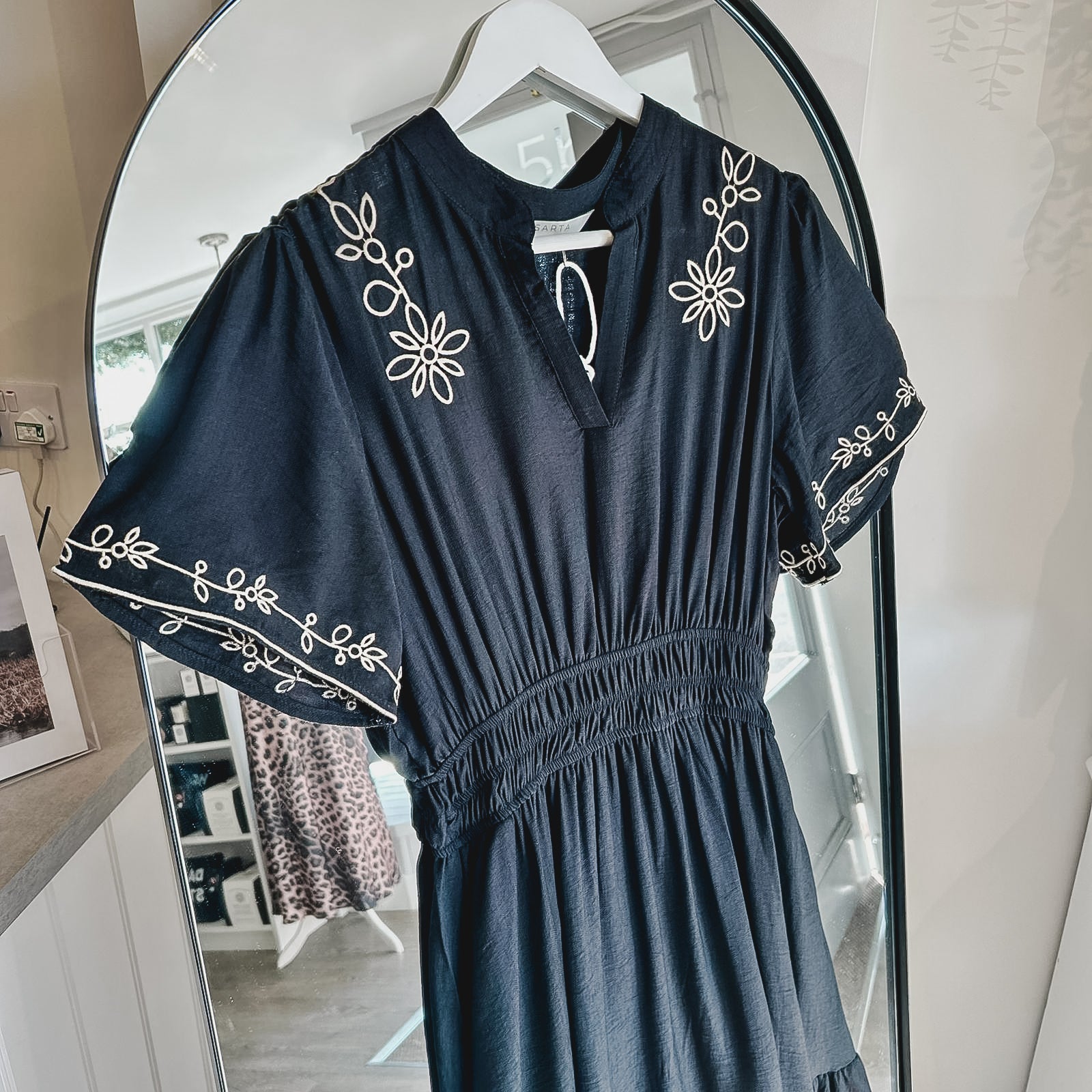 Roxy Black Embroidered Tiered Dress