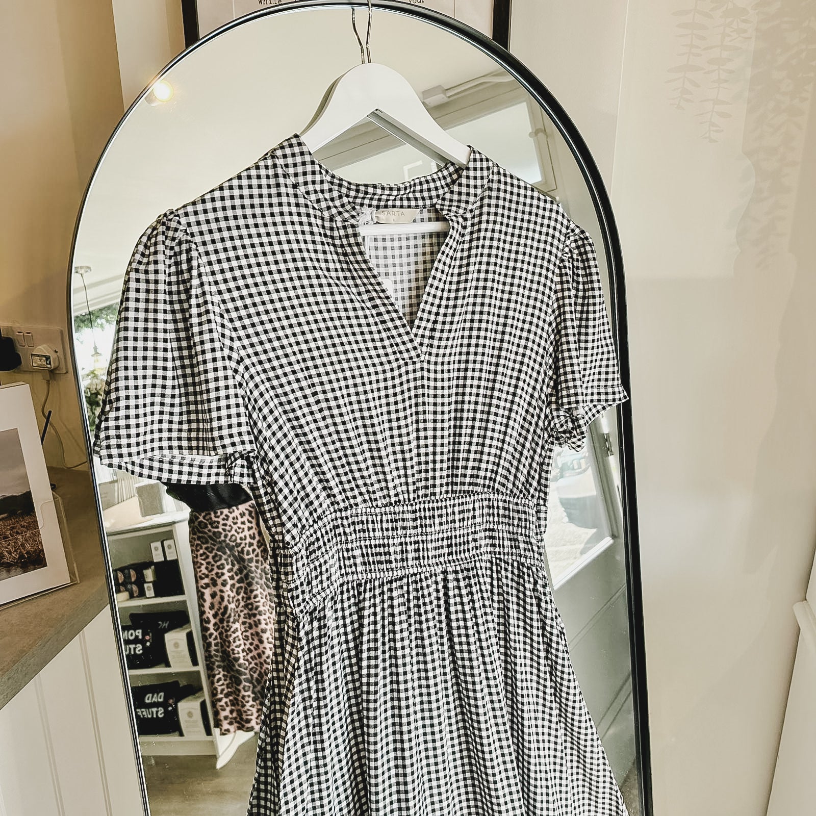 Roxy Black Gingham Tiered Dress