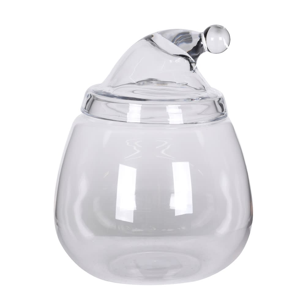 Glass Jar with Santa Hat Lid