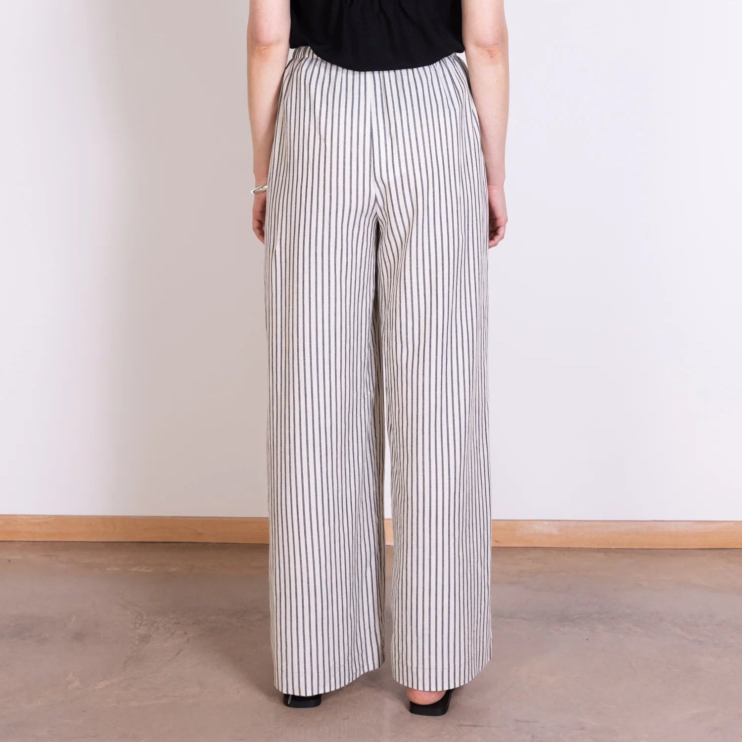 Striped High Waisted Wide Leg Trouser