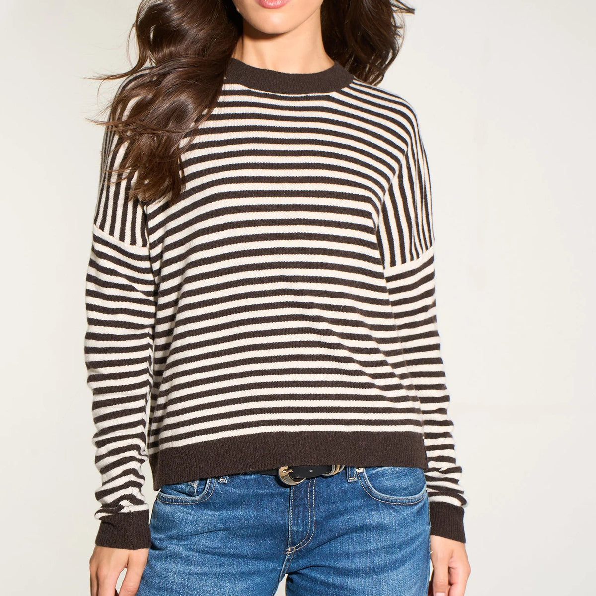 Striped Long Sleeve Italian Cashmere Wool Blend Jumper