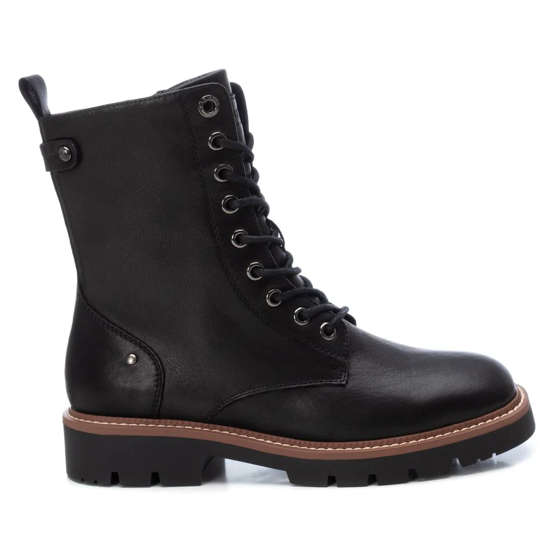 Carmela Black Lace Up Leather Ankle Boots