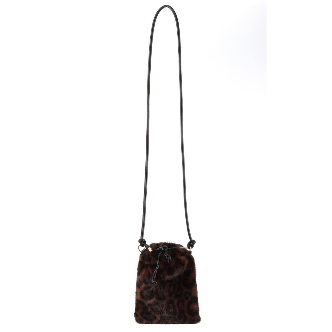 Leopard Print Faux Fur Shoulder Bucket Bag