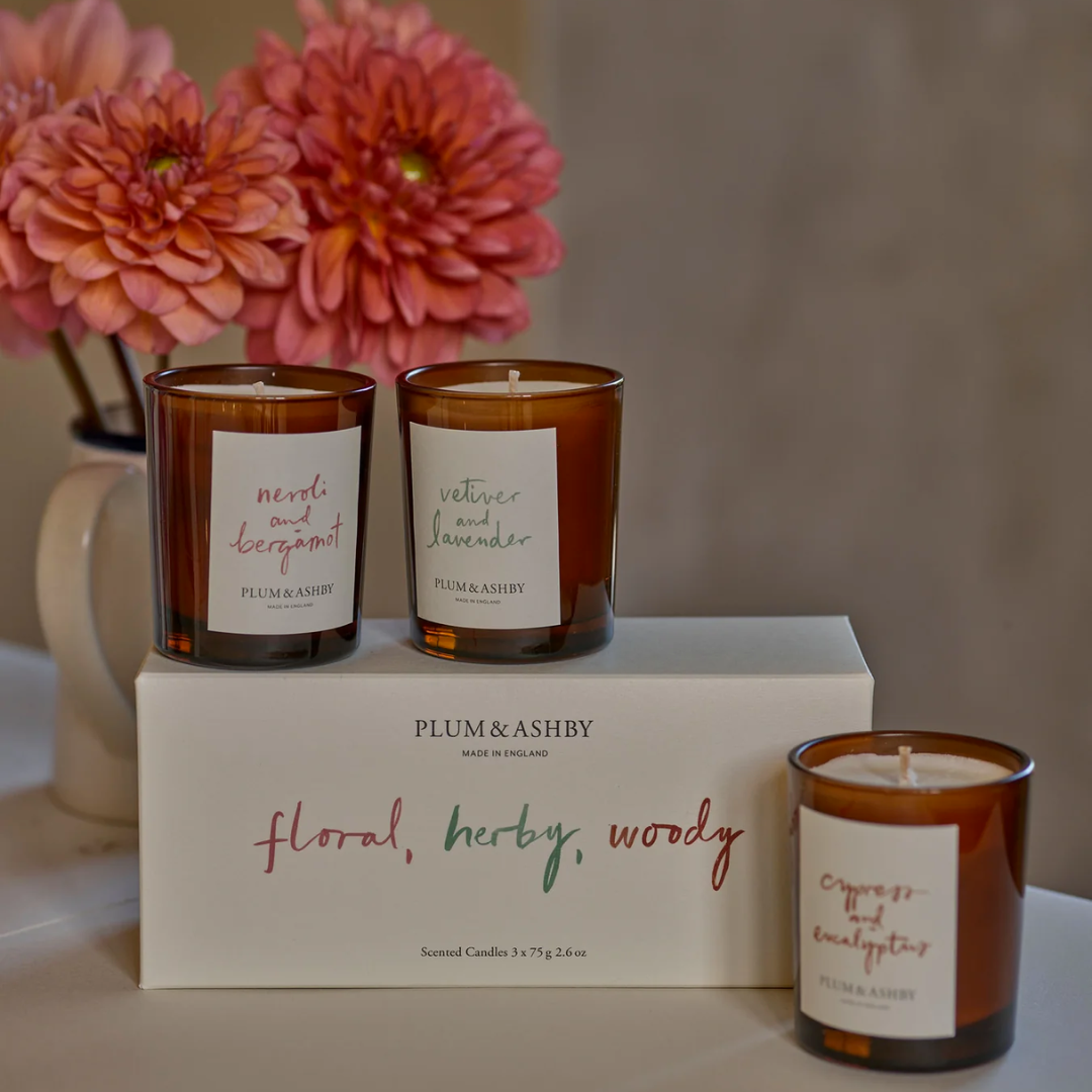 Plum & Ashby Floral, Herby, Woody Votive Gift Set