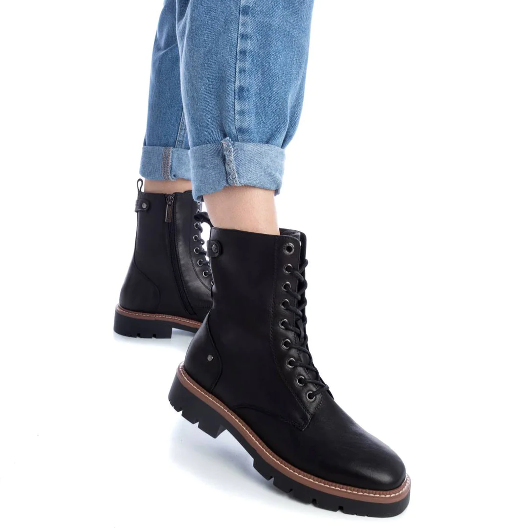 Carmela Black Lace Up Leather Ankle Boots