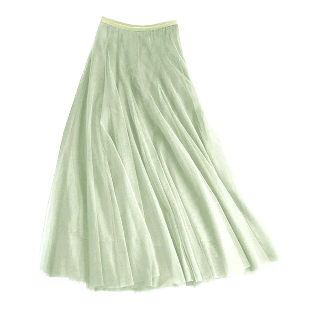 White Leaf Tulle Skirt