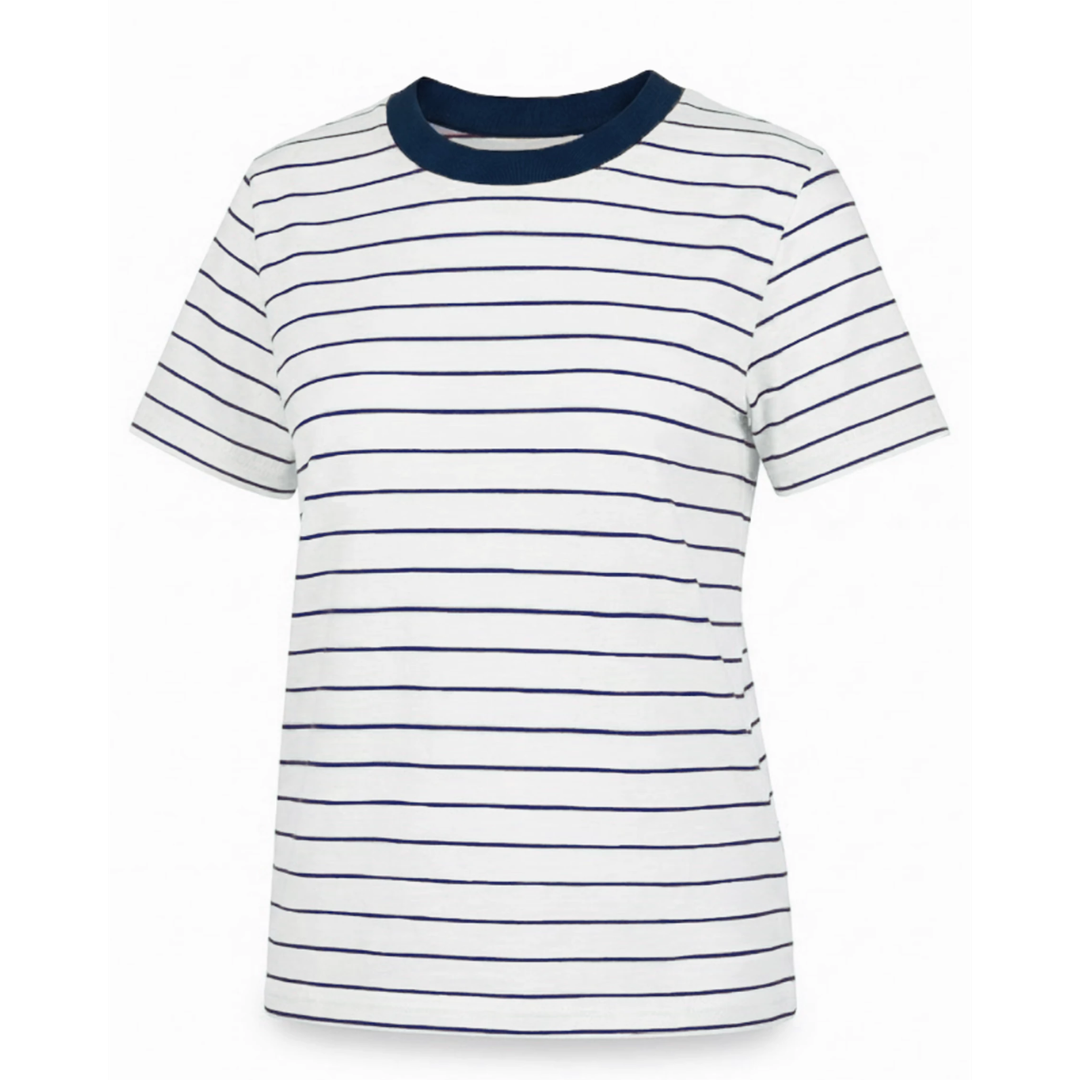 Thin Stripe Semi Fitted Short Sleeve T-Shirt