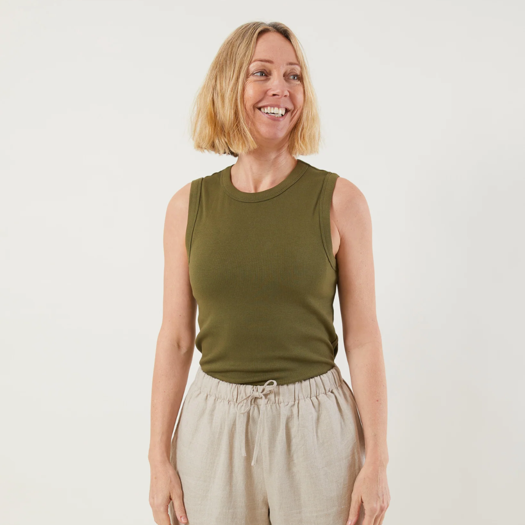 Chalk Ellen Ribbed Vest Top