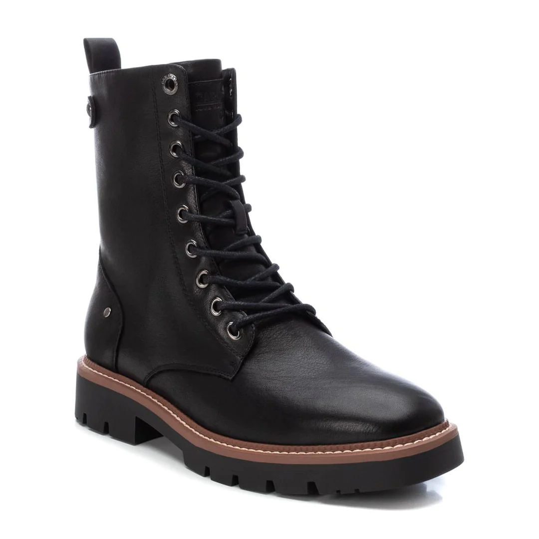 Carmela Black Lace Up Leather Ankle Boots