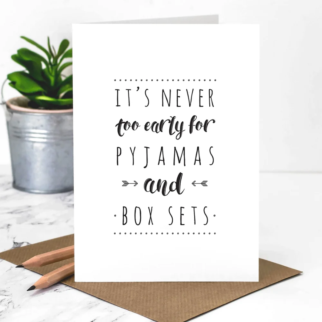 Coulson Macleod Memo 'Pyjamas & Boxsets' Greetings Card