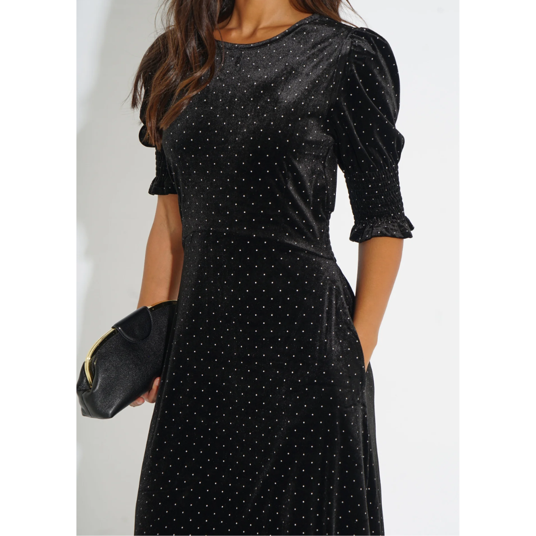 Velvet Polka Dot Tea Dress