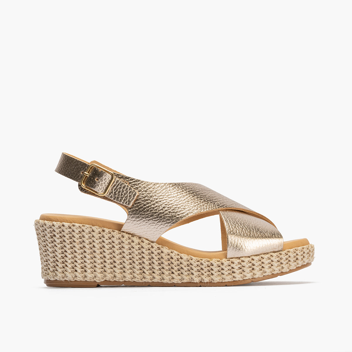 Pitillos Crossover Leather Wedge Sandals (10567)