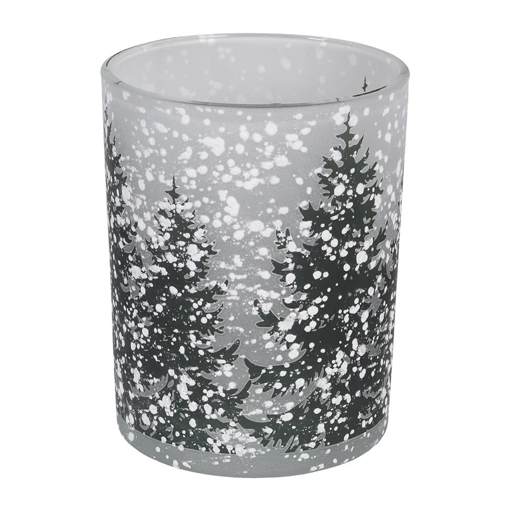 Snowy Trees Snow Scene Forest Candle Holder (Small)