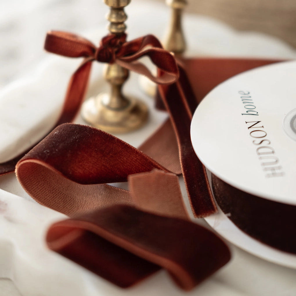 Chestnut Brown Velvet Christmas Ribbon - 5m (Thin 9mm)