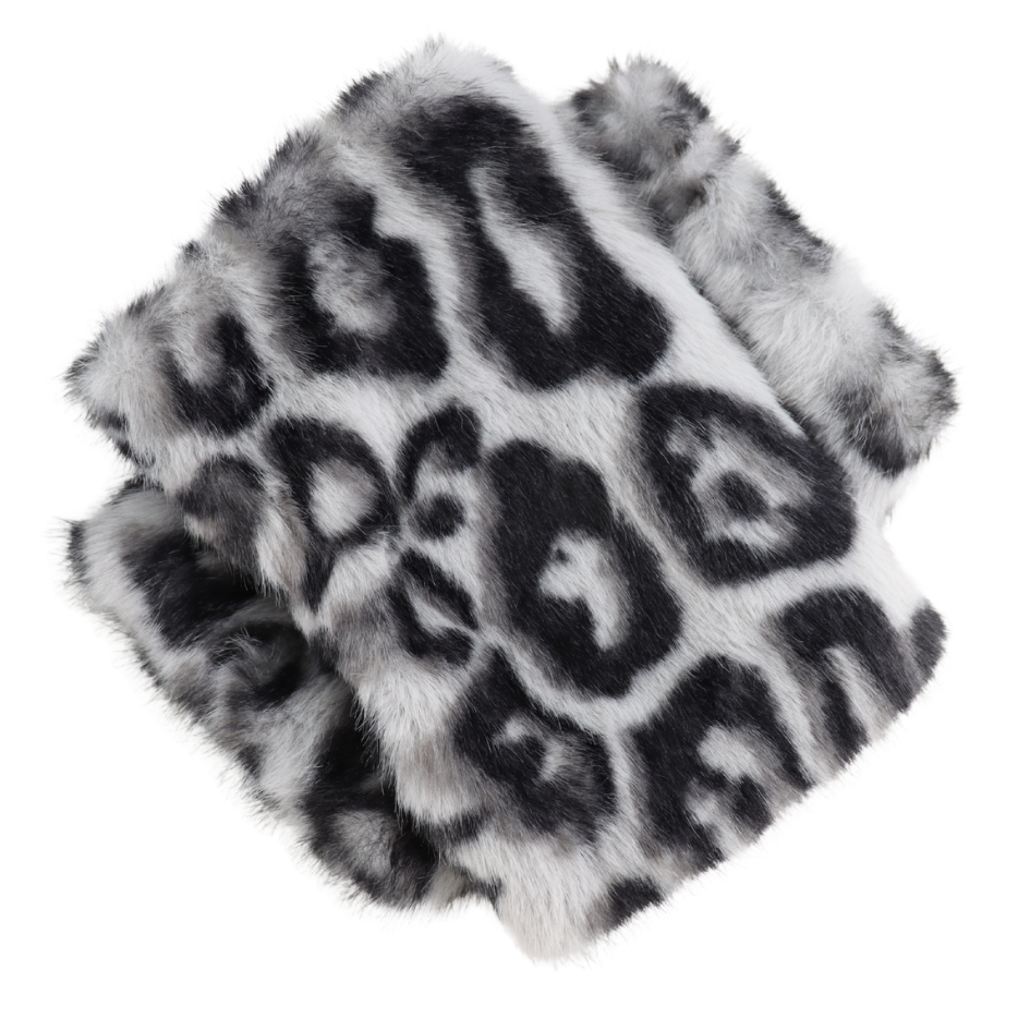 Faux Fur Fingerless Leopard Mittens