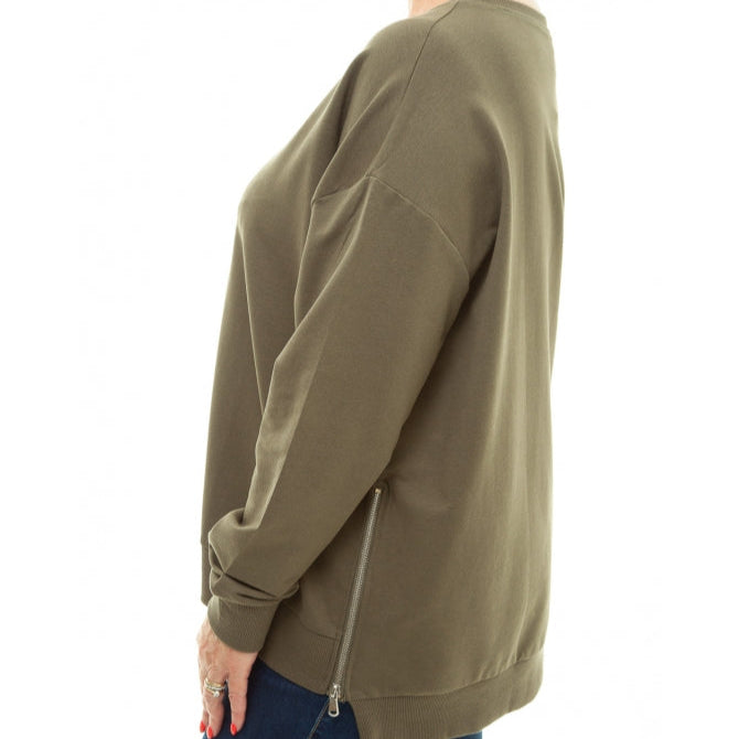 Loopback Zip Detail Sweatshirt