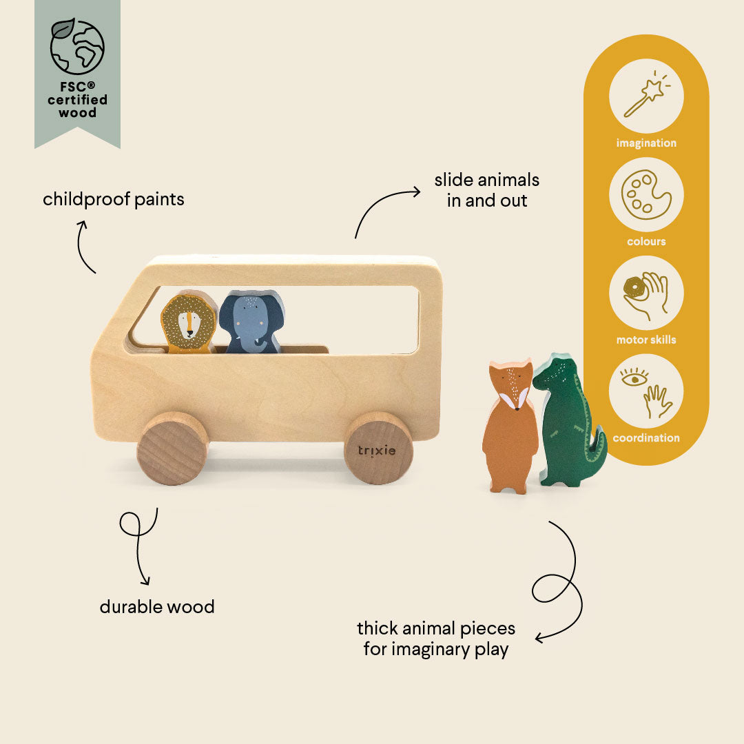 Wooden Animal Bus