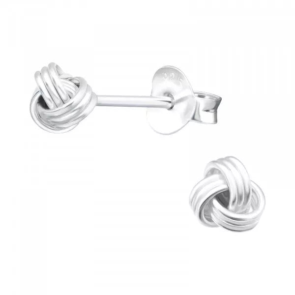 Knot Stud Earrings - Silver