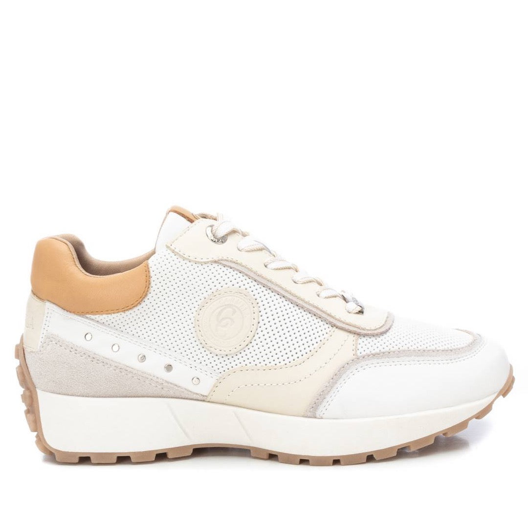 Carmela White/Tan Leather Trainers