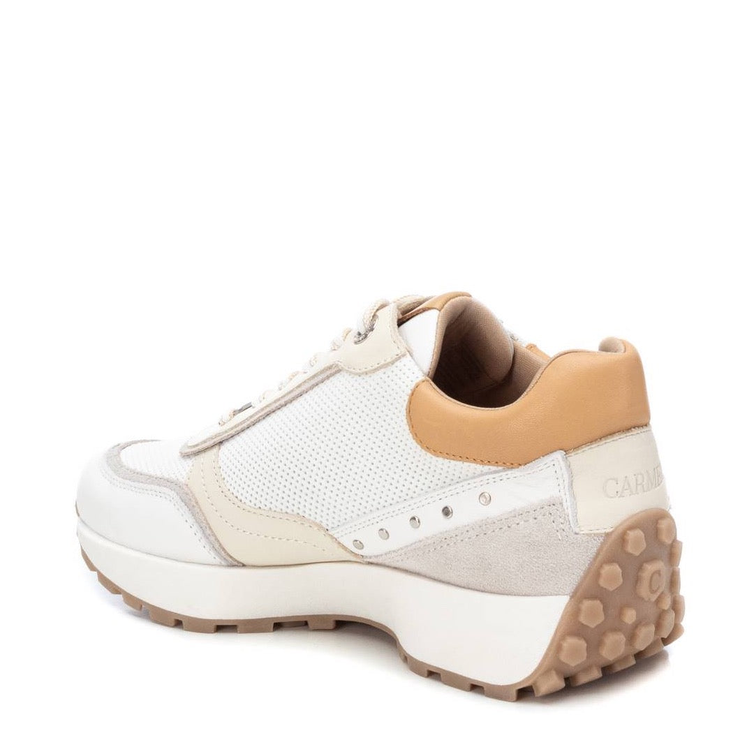 Carmela White/Tan Leather Trainers