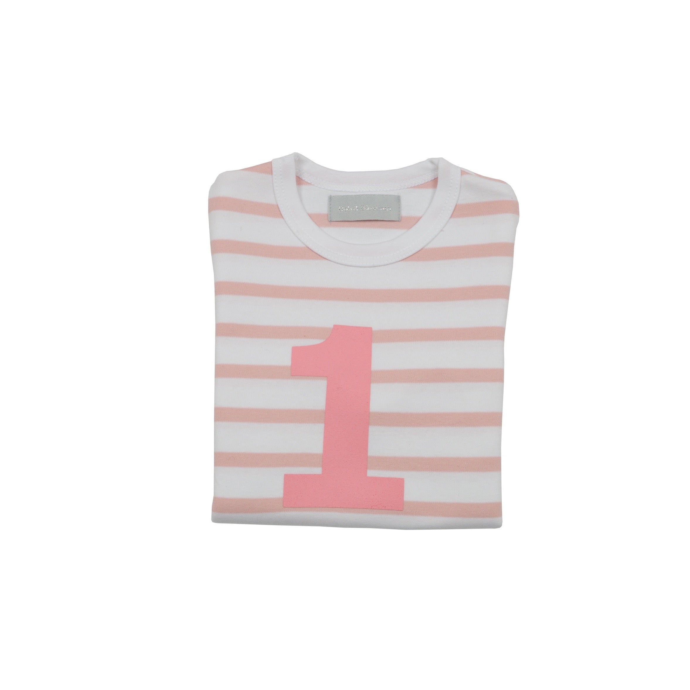 Dusty Pink & White Breton Striped Number Top