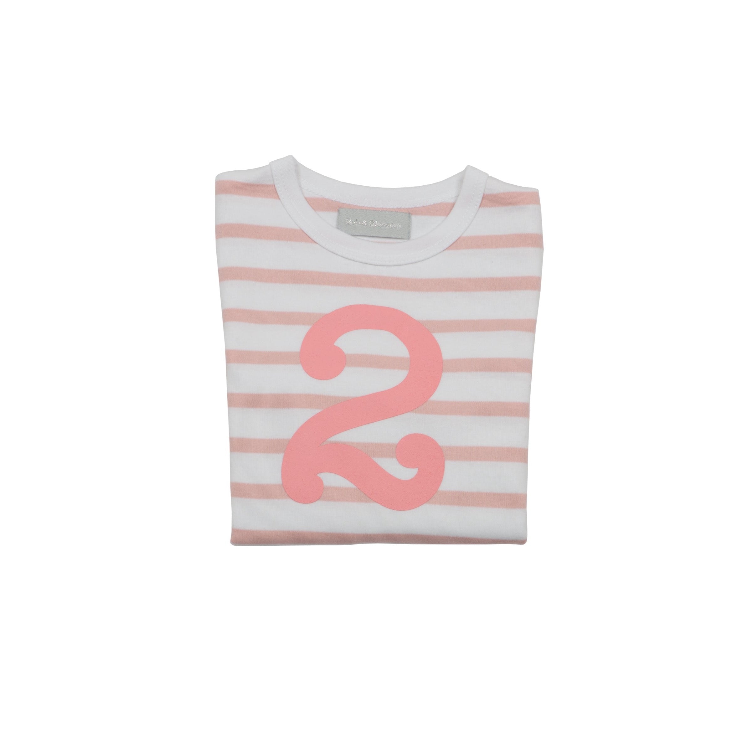 Bob and Blossom Dusty Pink & White Breton Striped Number Top