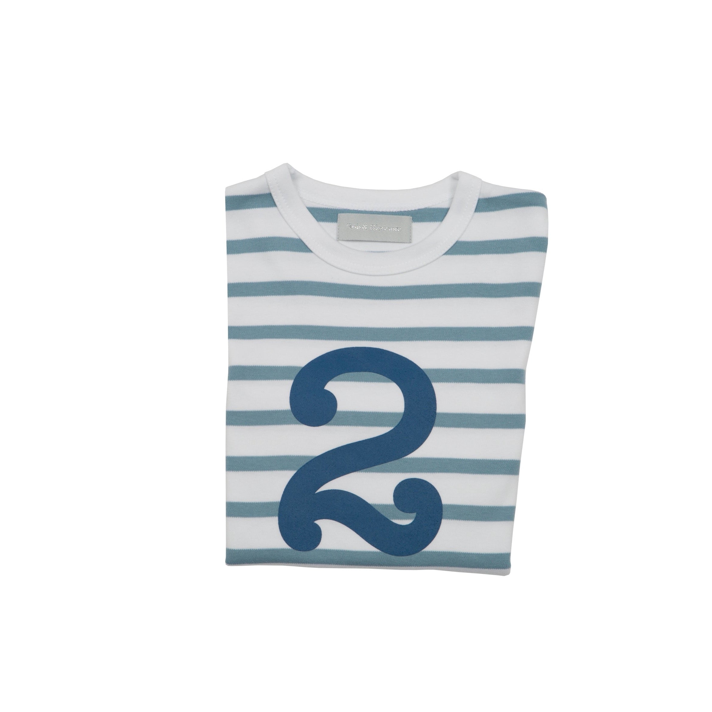 Bob and Blossom Ocean Blue & White Striped Breton Number Top