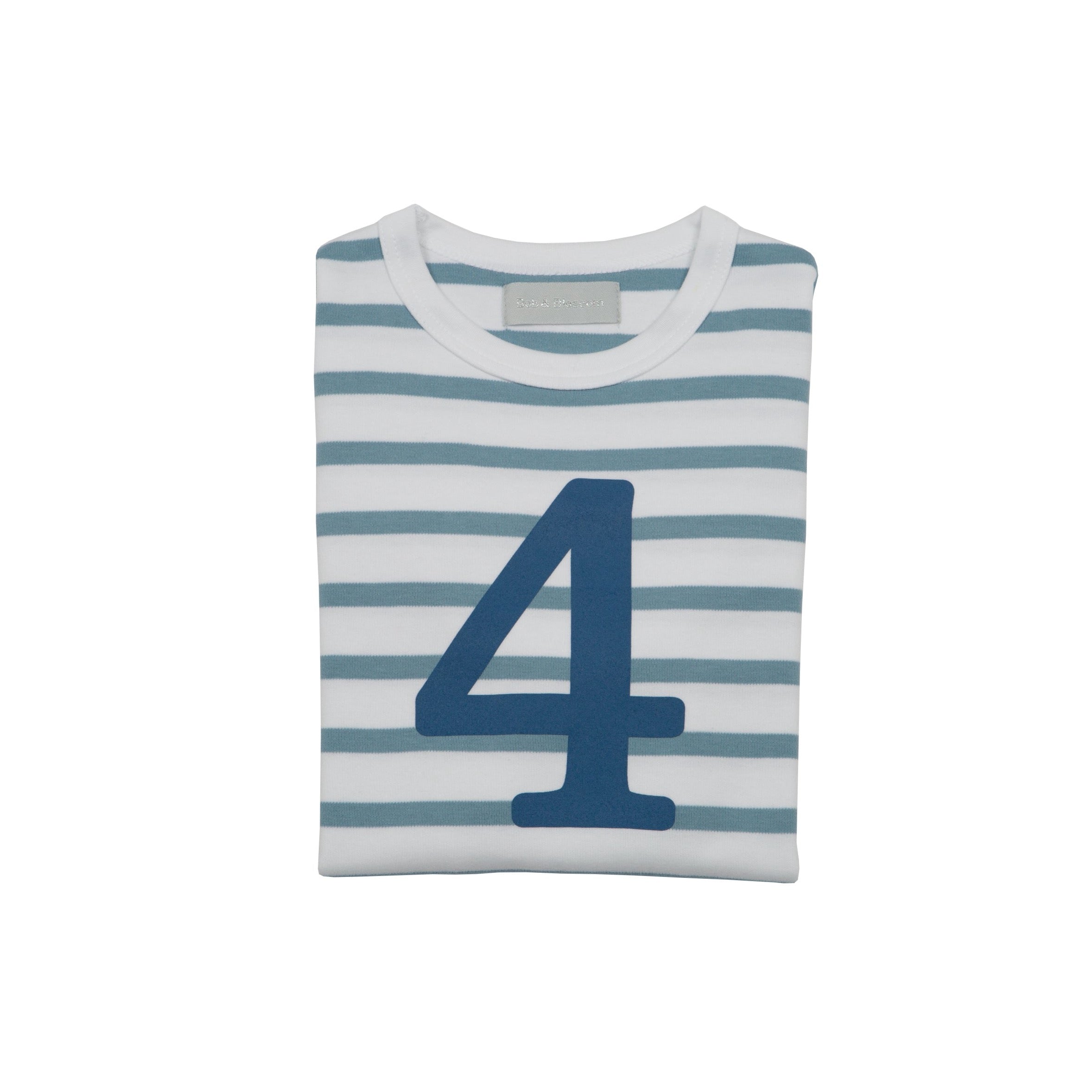 Bob and Blossom Ocean Blue & White Striped Breton Number Top