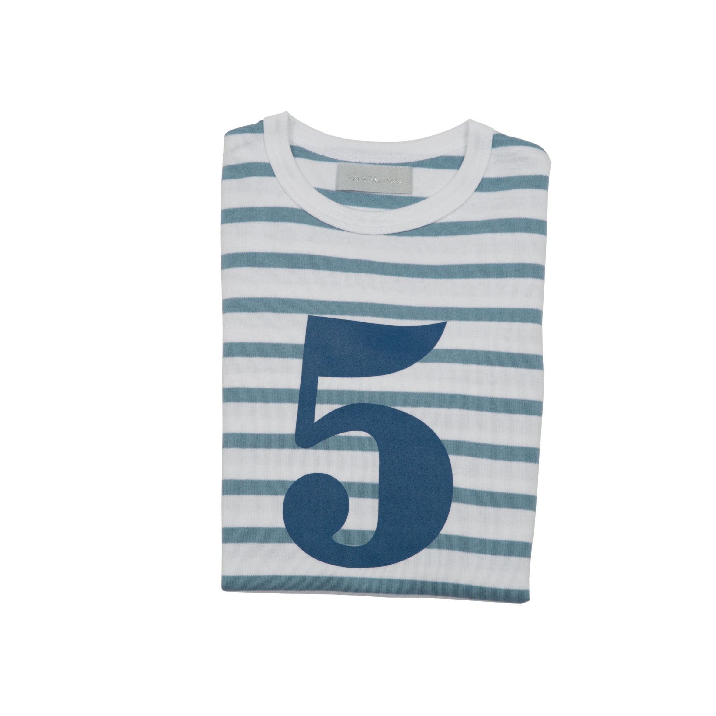 Bob and Blossom Ocean Blue & White Striped Breton Number Top