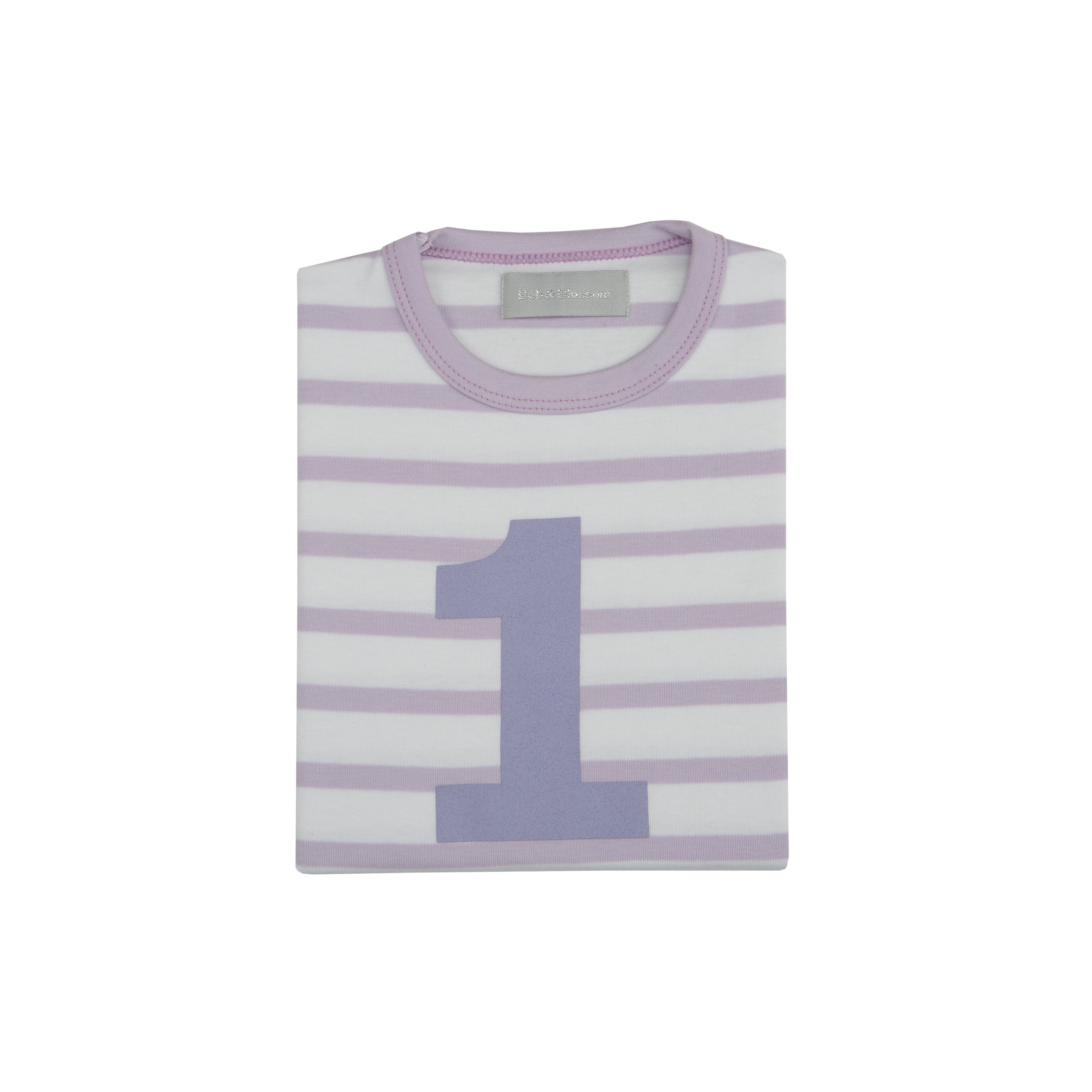 Bob and Blossom Parma Violet & White Breton Striped Number Top
