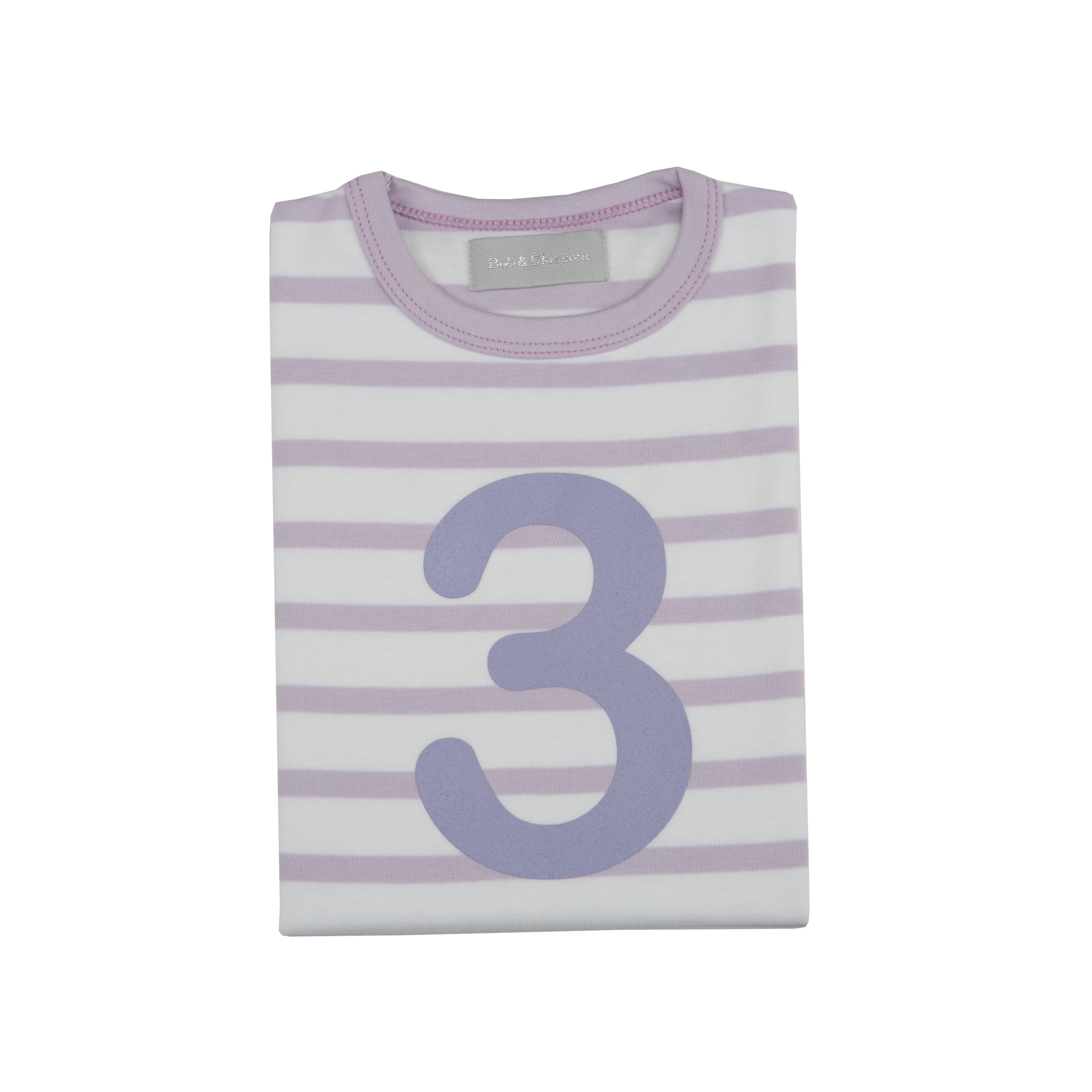 Bob and Blossom Parma Violet & White Breton Striped Number Top