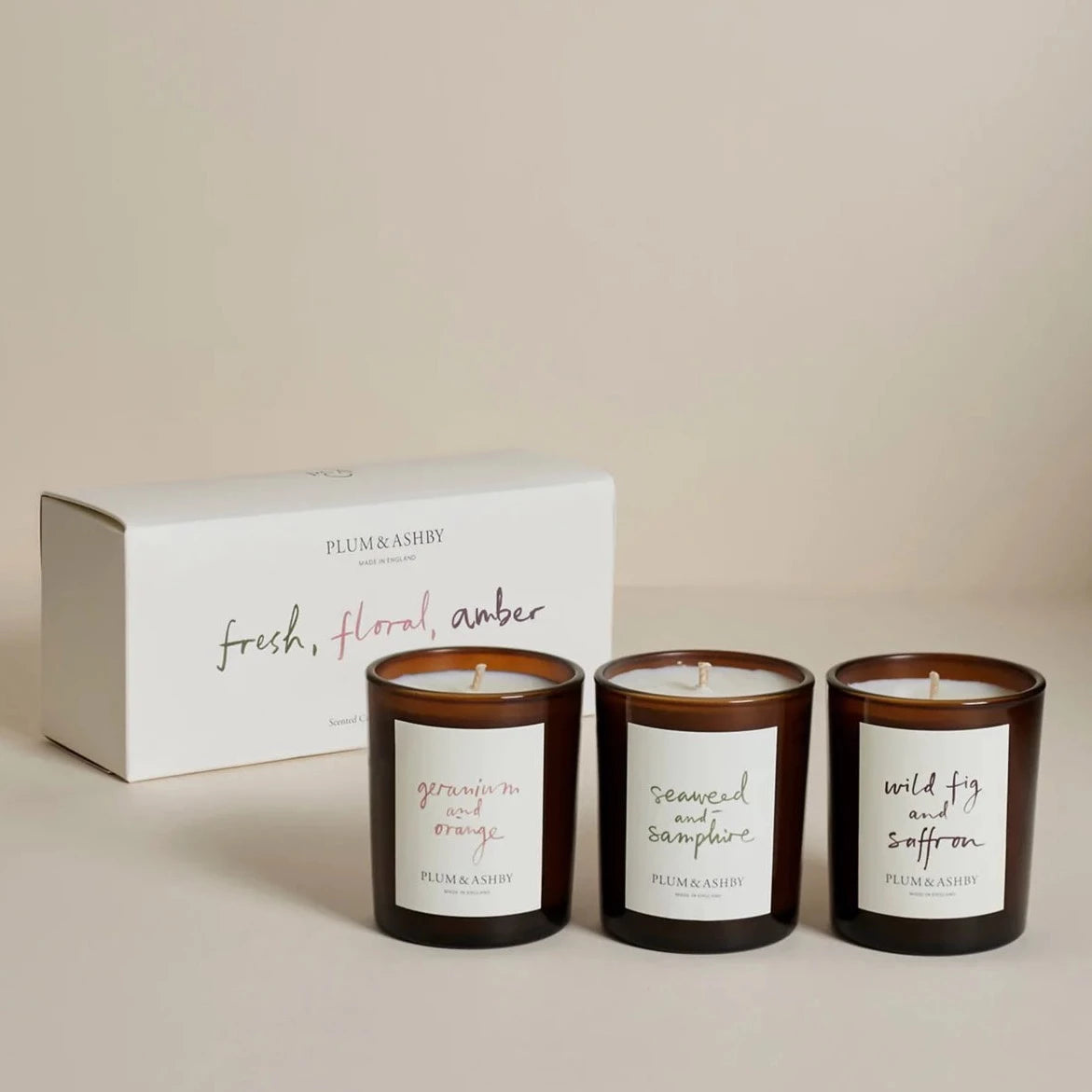 Plum & Ashby Fresh, Floral, Amber Votive Gift Set