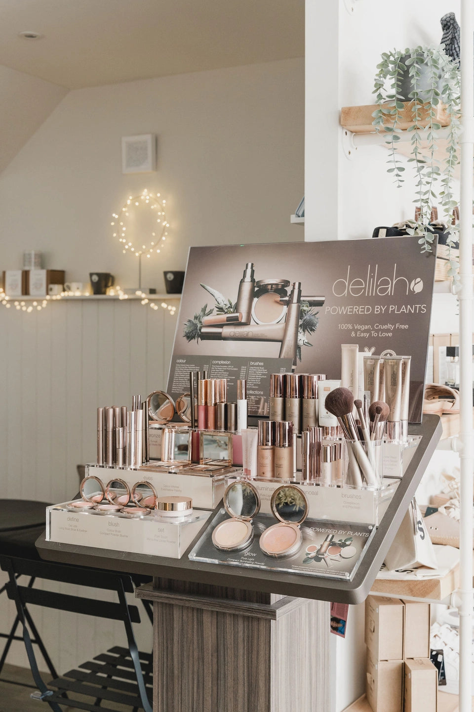 Our Delilah Cosmetics stand proudly displayed in our Bailgate boutique, filled with cruelty-free makeup products